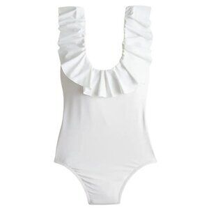 J. Crew Swimsuit Ruffle Scoopback One piece in White Size 8 NWT